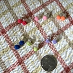 Colorful Mini Stud Earring Set | Velvet Texture Resin | 6 Pairs